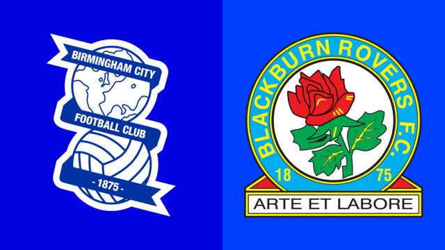 Side-by-side of Birmingham City and Blackburn Rovers club badges