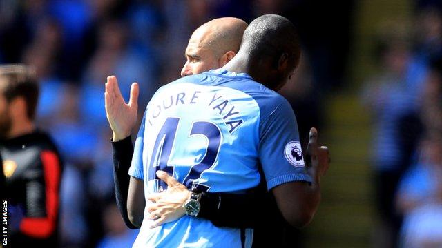 Yaya Toure and Pep Guardiola