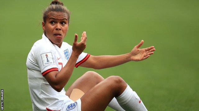 Nikita Parris reacts to a foul