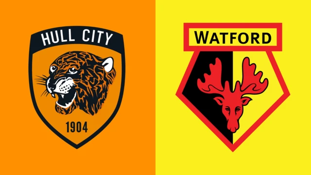 Side-by-side of Hull City and Watford club badges