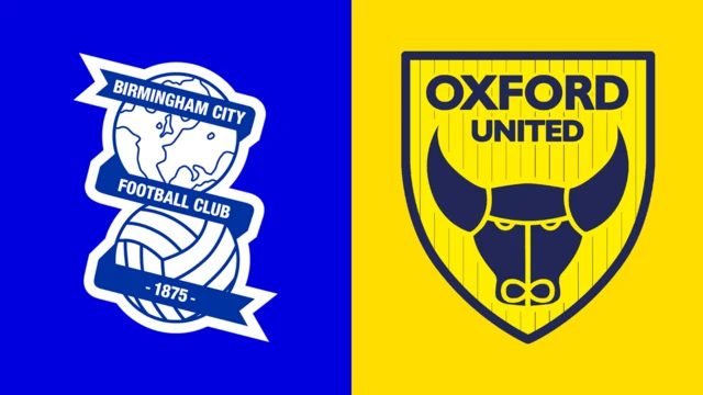Side-by-side of Birmingham City and Oxford United club badges