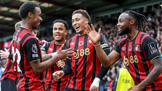 Bournemouth players celebrate after scoring
