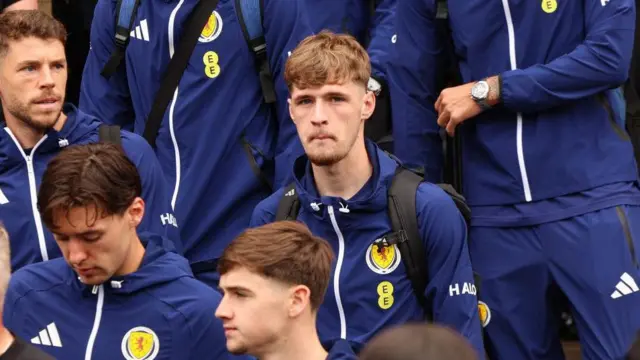 Scotland midfielder Tyler Fletcher gets ready to fly from Glasgow Airport