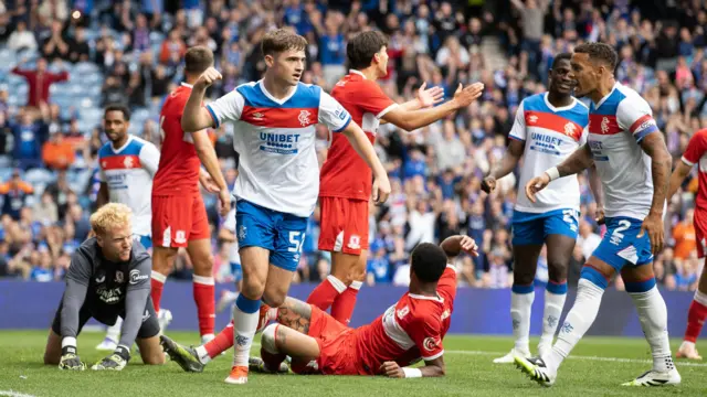 Findlay Curtis celebrates after scoring to make it 2-2