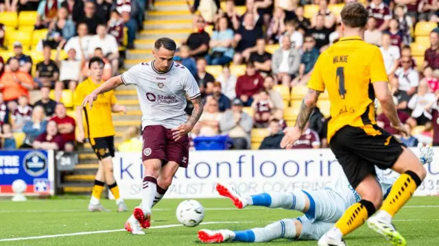 Tom Renaud scores for Hearts against Livingston