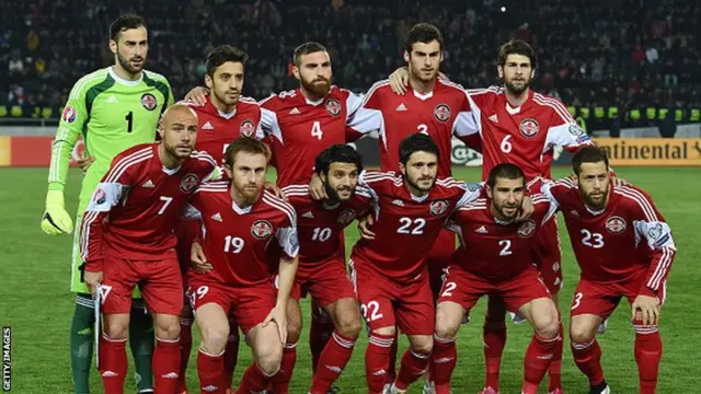 Georgia line up ahead of the Euro 2016 qualifier against Germany earlier in the campaign