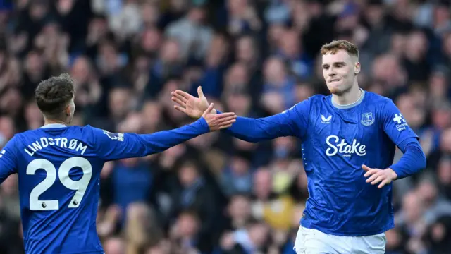 Jake O'Brien celebrates with Jesper Lindstrom