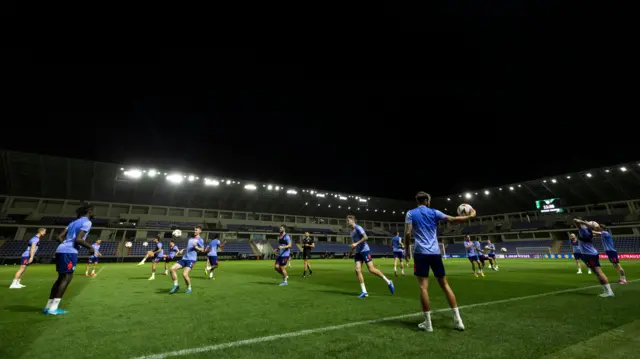 Hearts players training in Azerbaijan