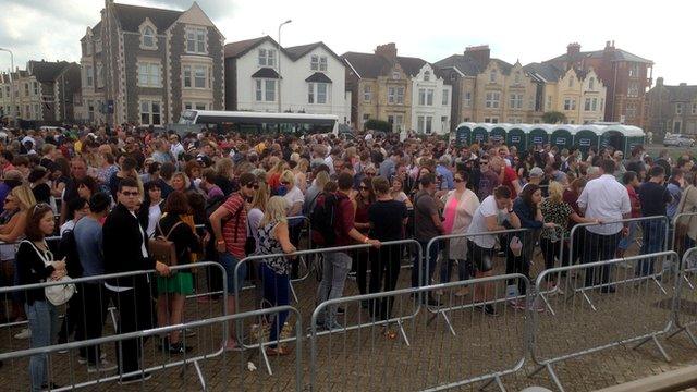 People queuing at Dismaland