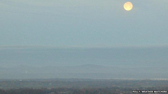 Full moon in the morning sky