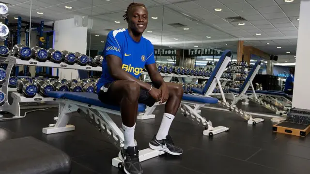 Geovany Quenda in the gym at Cobham training ground
