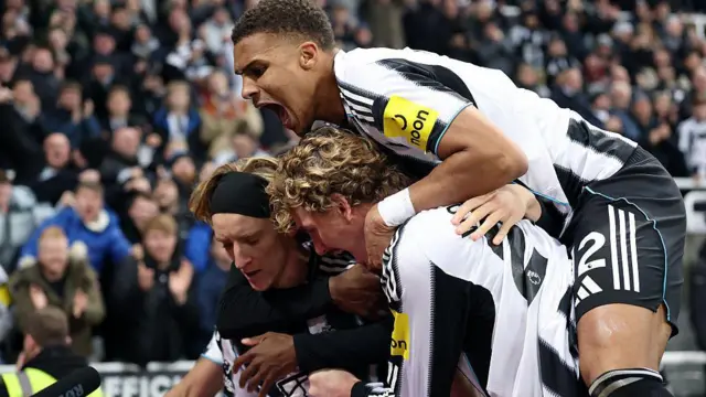 Newcastle celebrate a goal