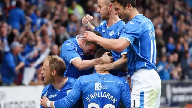 St Johnstone celebrate their first-half breakthrough