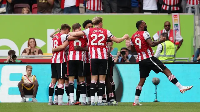 Brentford players in action 