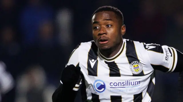 St. Mirren's Owen Oseni in action during a Scottish Gas Men's Scottish Cup Fourth Round match between Queen of the South and St Mirren at Palmerston Park