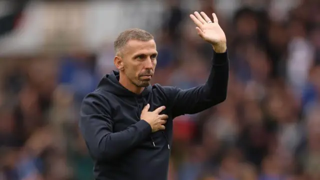 Gary O'Neil manager / head coach of Wolverhampton Wanderers acknowledges the fans after the Premier League match between Wolverhampton Wanderers FC and Chelsea FC at Molineux