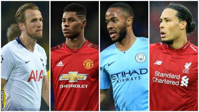 Harry Kane (Tottenham), Marcus Rashford (Manchester United), Raheem Sterling (Manchester City), Virgil van Dijk (Liverpool)