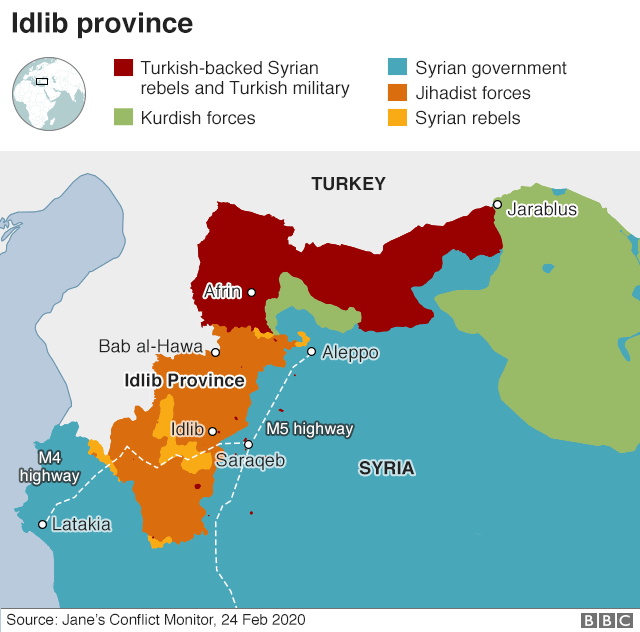 Map showing control of north-western Syria (24 February 2020)