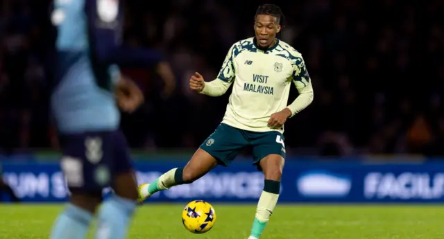 Gabriel Osho on the ball for Cardiff City at Wycombe Wanderers