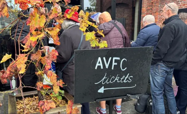 Aston Villa fans line for tickets