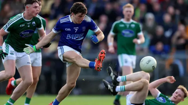 Finbarr Roarty gets a shot away during Naomh Conaill's extra-time win over Gaoth Dobhair