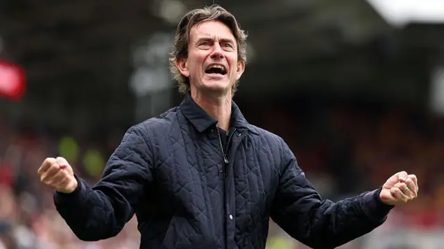 Thomas Frank celebrates victory for  Brentford