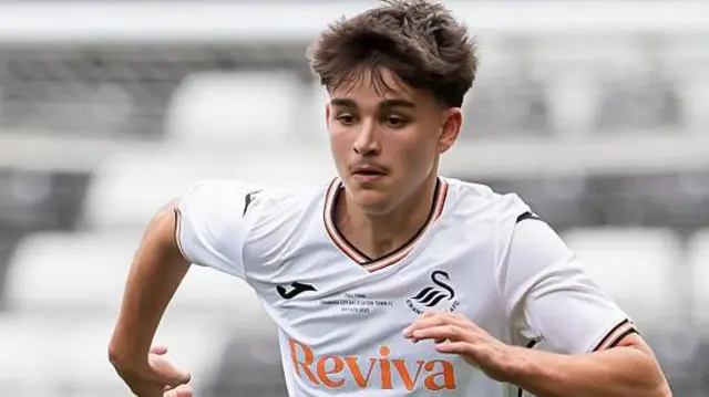 Milo Robinson, son of former Wales international Carl Robinson, pictured playing for Swansea's under-17s
