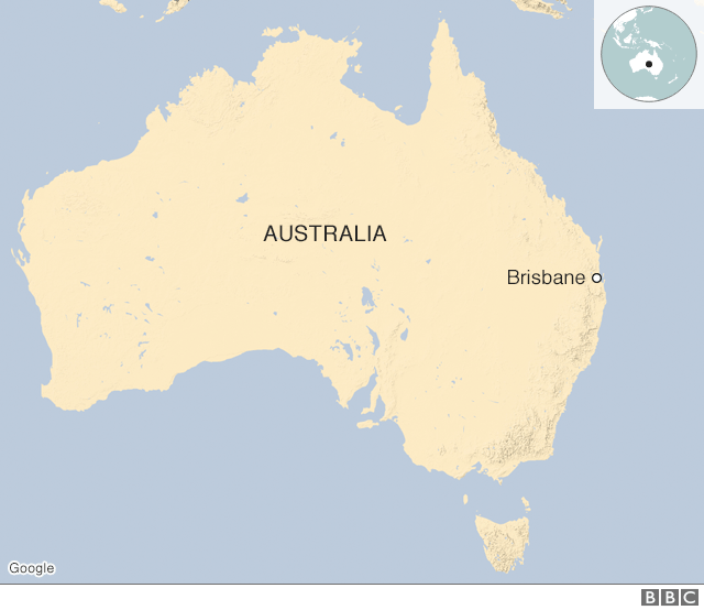 Map of Australia showing Brisbane