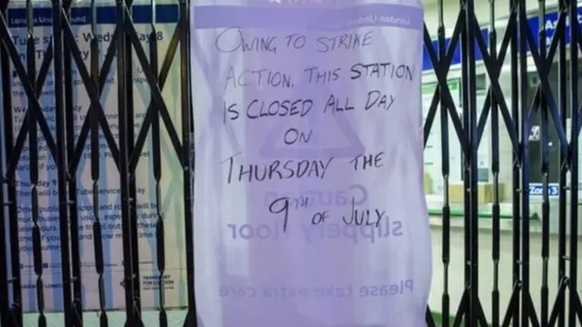 Tube strike notice