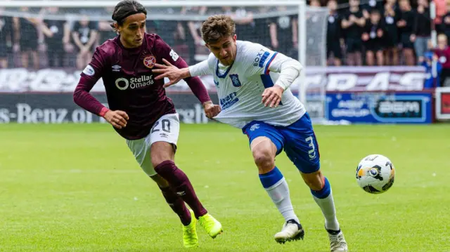 Hearts' Yan Dhanda and Rangers' Ridvan Yilmaz