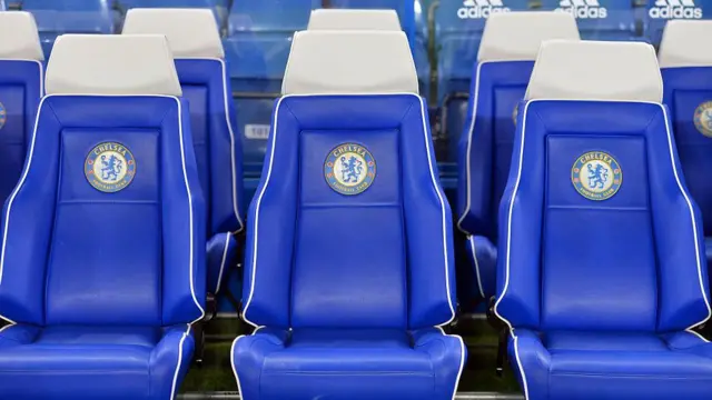 General view of the seats in the Chelsea dugout at Stamford Bridge