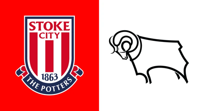 Side-by-side of Stoke City and Derby County club badges