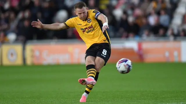 Bryn Morris in action for Newport County