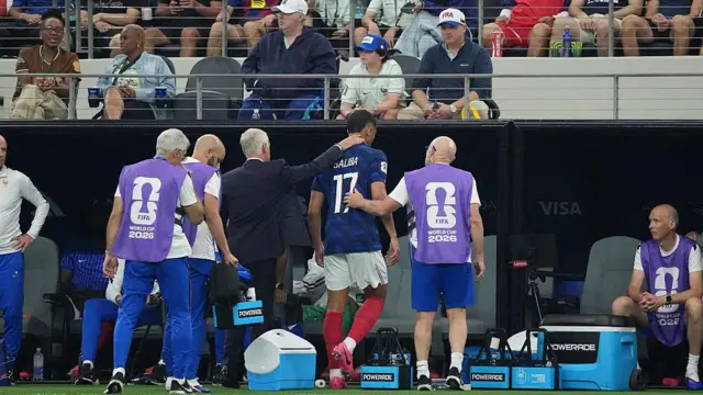 William Saliba leaves the pitch with injury