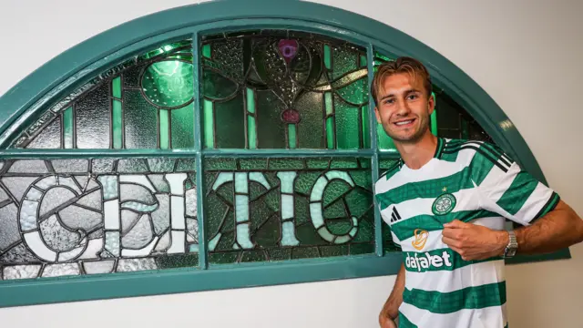 Benjamin Nygren is pictured as he signs for Celtic, at Celtic Park