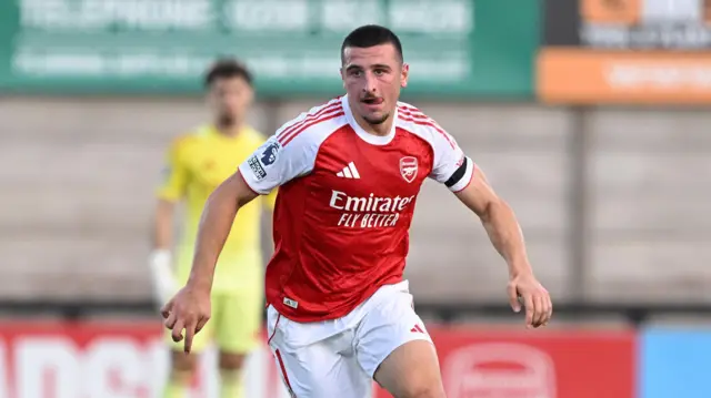 Maldini Kacurri in action for Arsenal