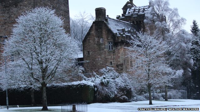 Snow covered road scene