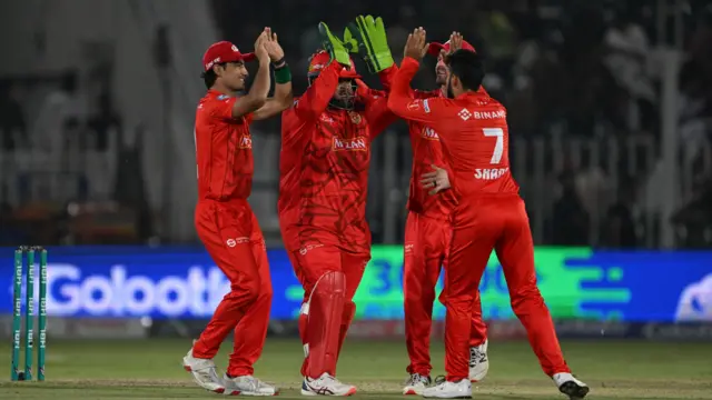 Multan celebrate a wicket