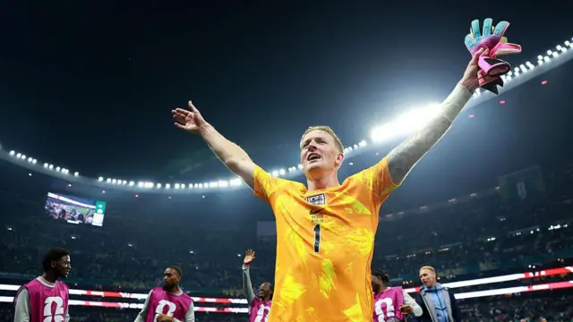 Jordan Pickford of England celebrates
