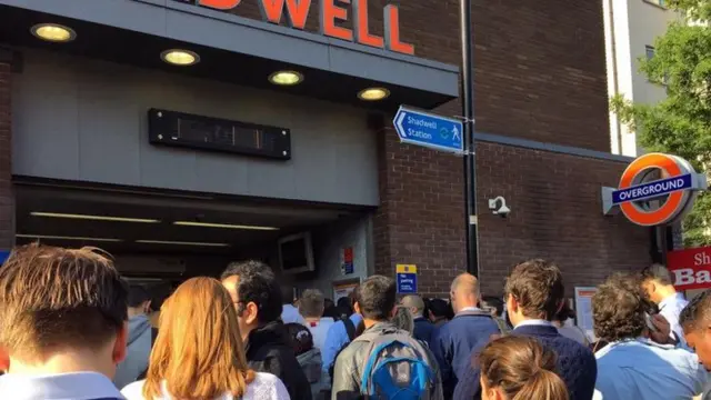 Crowds at Shadwell Overground Station