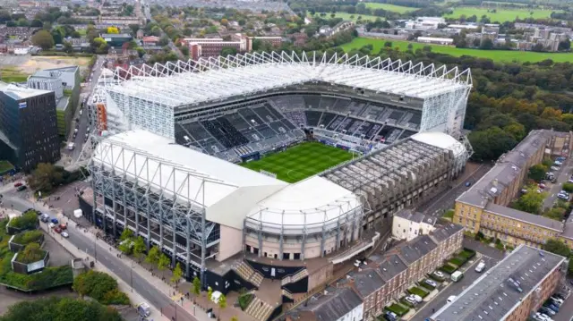 Aerial view of St James' Park