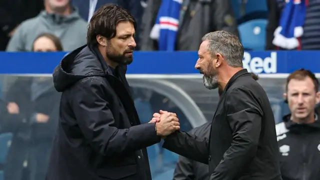 Rangers head coach Russell Martin and Hearts counterpart Derek McInnes