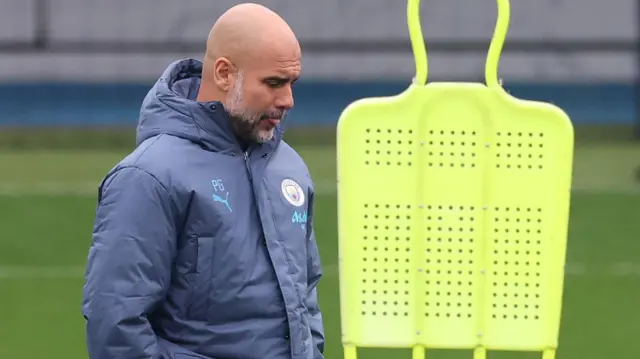 Pep Guardiola during Manchester City training