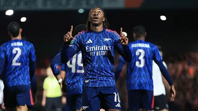 Eberechi Eze celebrates scoring against Port Vale