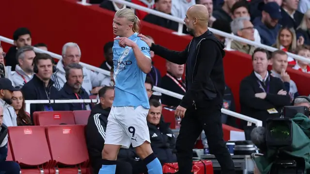 Erling Haaland and Pep Guardiola