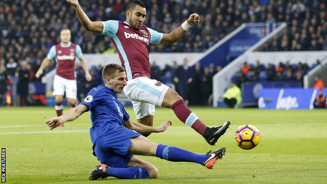 Leicester's Marc Albrighton in action against West Ham