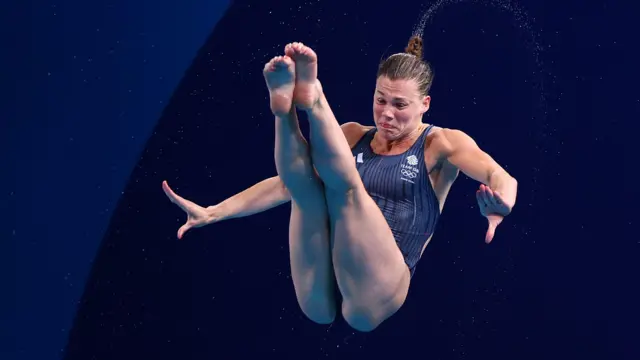 Grace Reid diving at the Paris 2024 Olympics