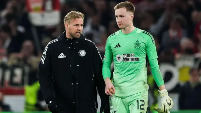 Celtic goalkeepers Kasper Schmeichel and Viljami Sinisalo