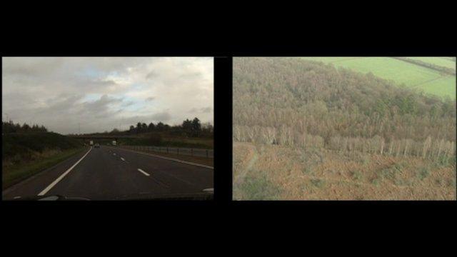 The bypass and the landscape before the bypass was built