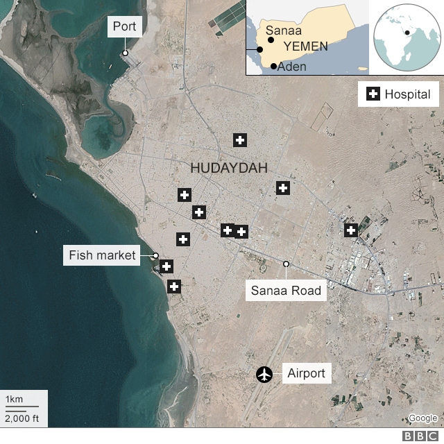 Satellite map of Hudaydah, Yemen